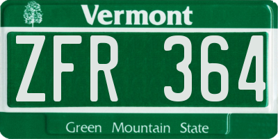 VT license plate ZFR364