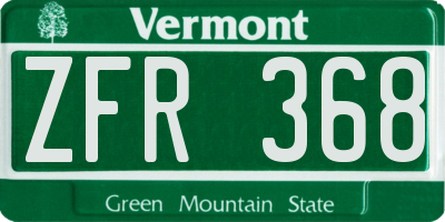 VT license plate ZFR368