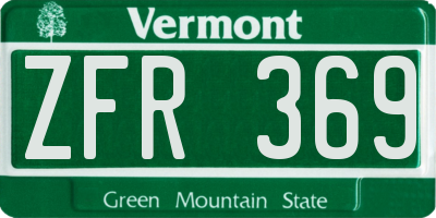 VT license plate ZFR369