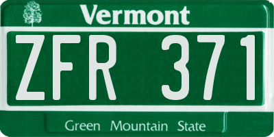 VT license plate ZFR371