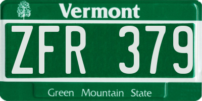 VT license plate ZFR379