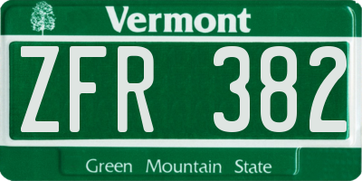 VT license plate ZFR382