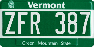 VT license plate ZFR387