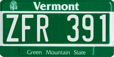 VT license plate ZFR391