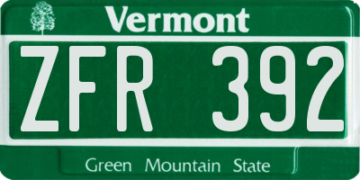 VT license plate ZFR392