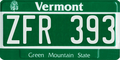 VT license plate ZFR393