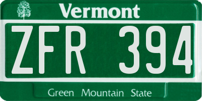 VT license plate ZFR394