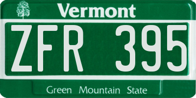 VT license plate ZFR395