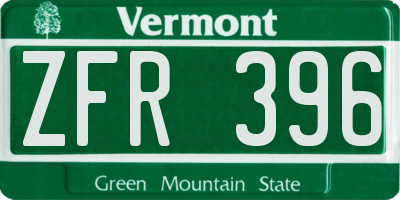 VT license plate ZFR396