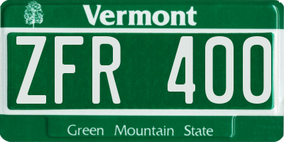 VT license plate ZFR400