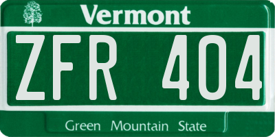 VT license plate ZFR404