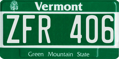 VT license plate ZFR406