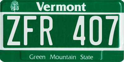 VT license plate ZFR407