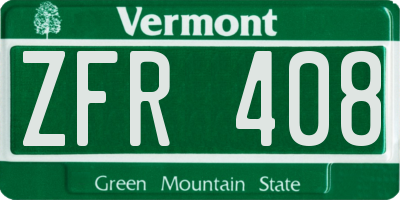 VT license plate ZFR408