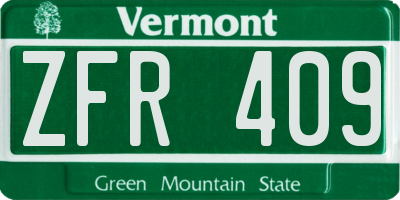 VT license plate ZFR409