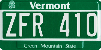 VT license plate ZFR410