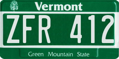 VT license plate ZFR412
