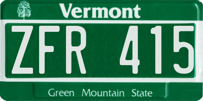 VT license plate ZFR415