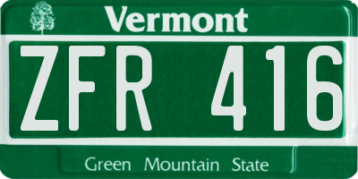 VT license plate ZFR416