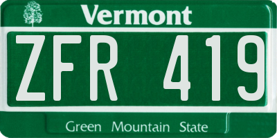 VT license plate ZFR419