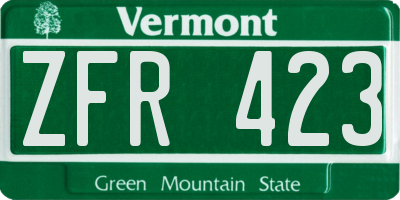 VT license plate ZFR423