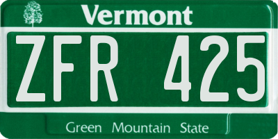 VT license plate ZFR425