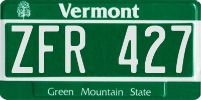 VT license plate ZFR427