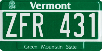 VT license plate ZFR431