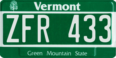 VT license plate ZFR433