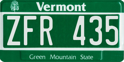 VT license plate ZFR435