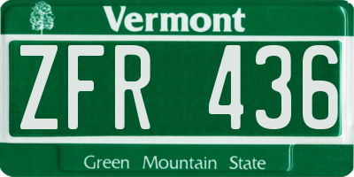 VT license plate ZFR436