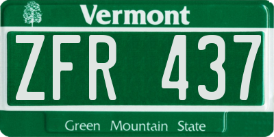 VT license plate ZFR437