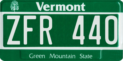 VT license plate ZFR440