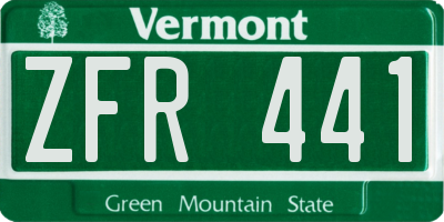 VT license plate ZFR441