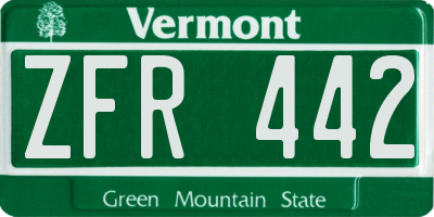 VT license plate ZFR442