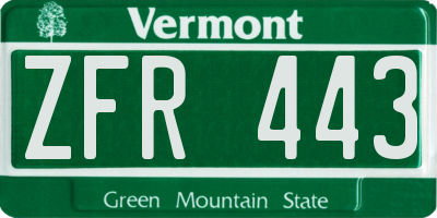 VT license plate ZFR443
