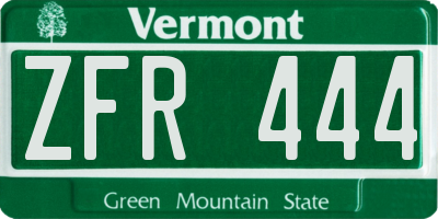 VT license plate ZFR444