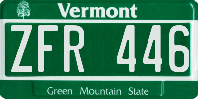 VT license plate ZFR446