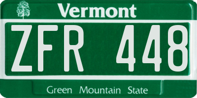 VT license plate ZFR448