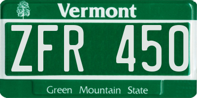 VT license plate ZFR450