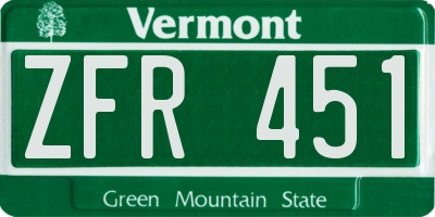 VT license plate ZFR451