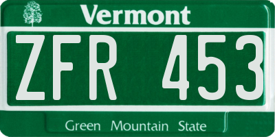 VT license plate ZFR453