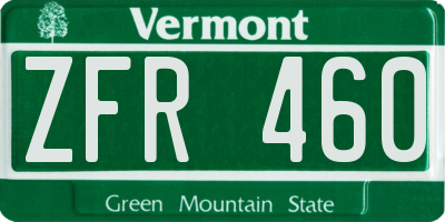 VT license plate ZFR460