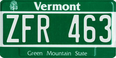 VT license plate ZFR463