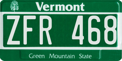 VT license plate ZFR468