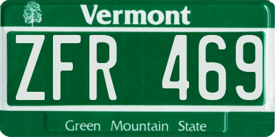 VT license plate ZFR469