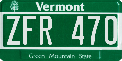 VT license plate ZFR470