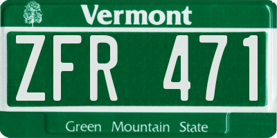VT license plate ZFR471