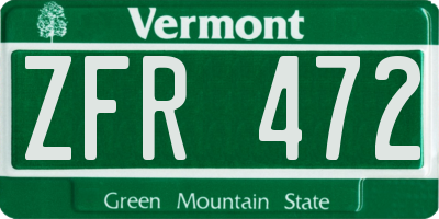 VT license plate ZFR472