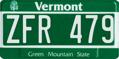 VT license plate ZFR479